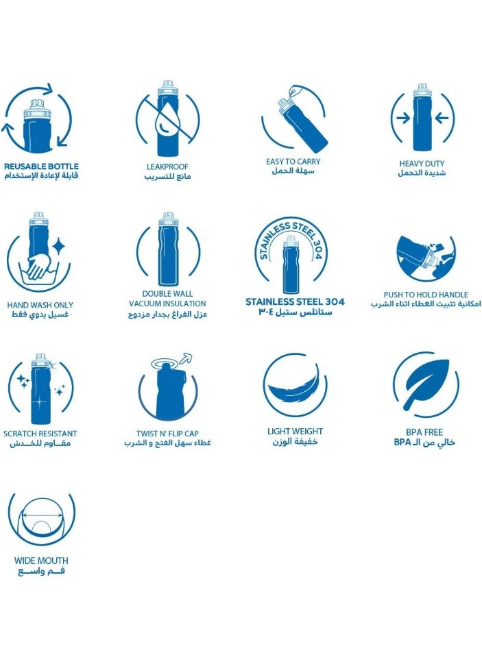 تانك زجاجة مياه تانك، سعة 650 مل، تحافظ على برودة الماء لمدة تصل إلى 12 ساعة، لون أحمر - Image 5