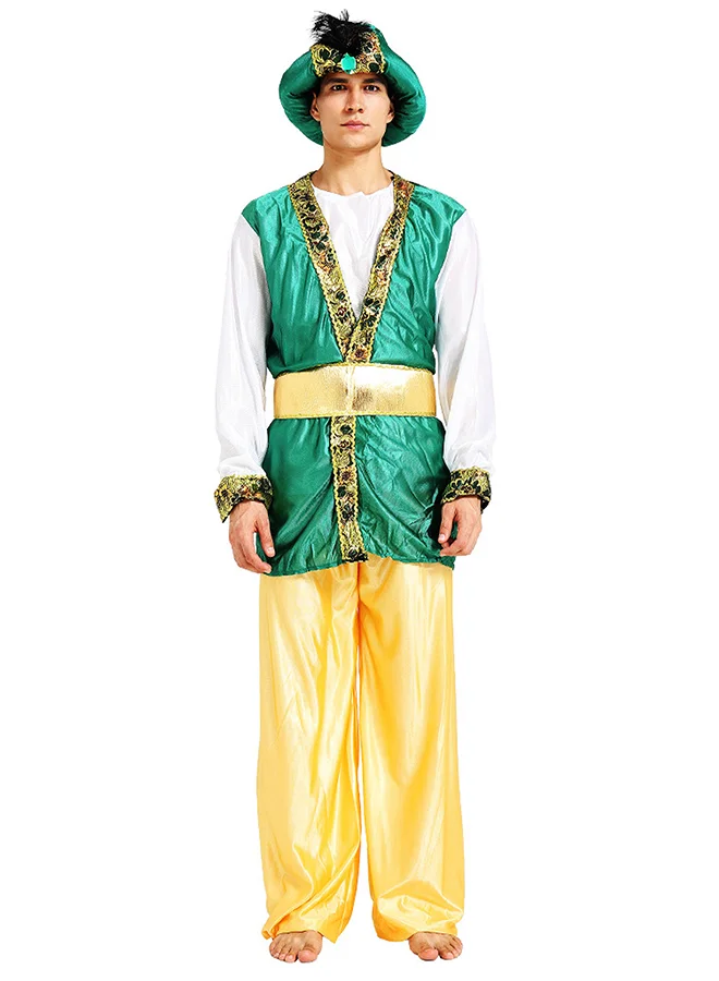 Little Surprise Box, Aladdin Gold and Green Adults Halloween Costume Fancy Dress Up-M