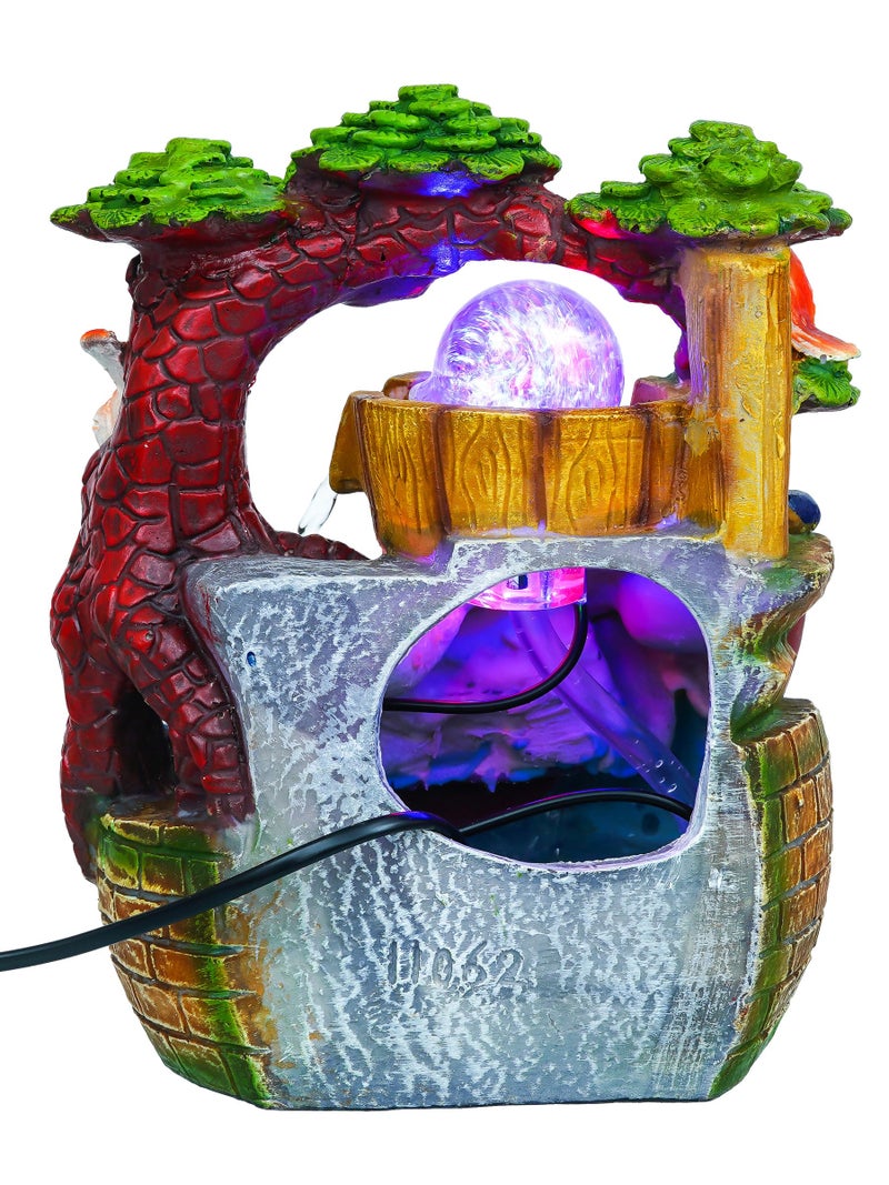CHRONIKLE Polyresin Bird Design Tabletop 4 Steps Indoor Water Fountain for Home Decor with LED Light, Speed Controller Pump & Crystal Ball (Size: 17 x 17 x 26CM |Color: Multi | Weight: 1520 Gram) - Image 4
