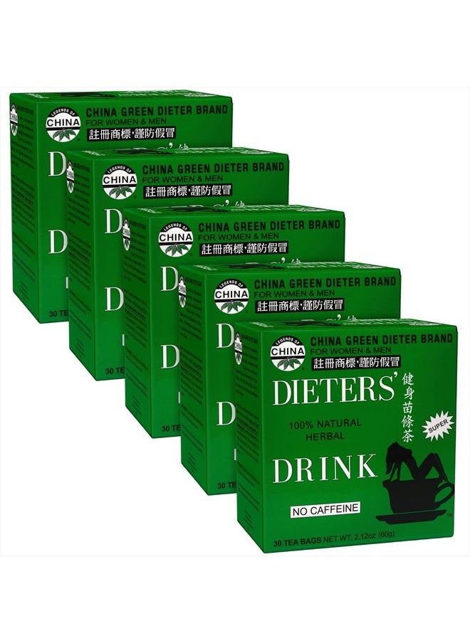 Uncle Lee's Tea - China Green Dieters Tea by Uncle Lee - Detox Tea with Senna Laxative, Constipation Relief for Adults, Supports A Healthy Weight, Caffeine-Free Herbal Tea Bags, 30 Count (Pack of 5) - Image 1