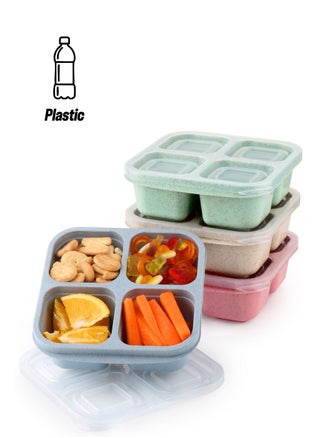 Reusable 4-Compartment Bento Snack Boxes (4 Pack) - Perfect Food Storage Containers for Kids and Adults, Ideal for School, Compact and Stackable - pzsku/Z2F0BF1BF393C3BCA07B8Z/45/1744056698/52d04b69-4075-4283-be4a-990fe51494d1
