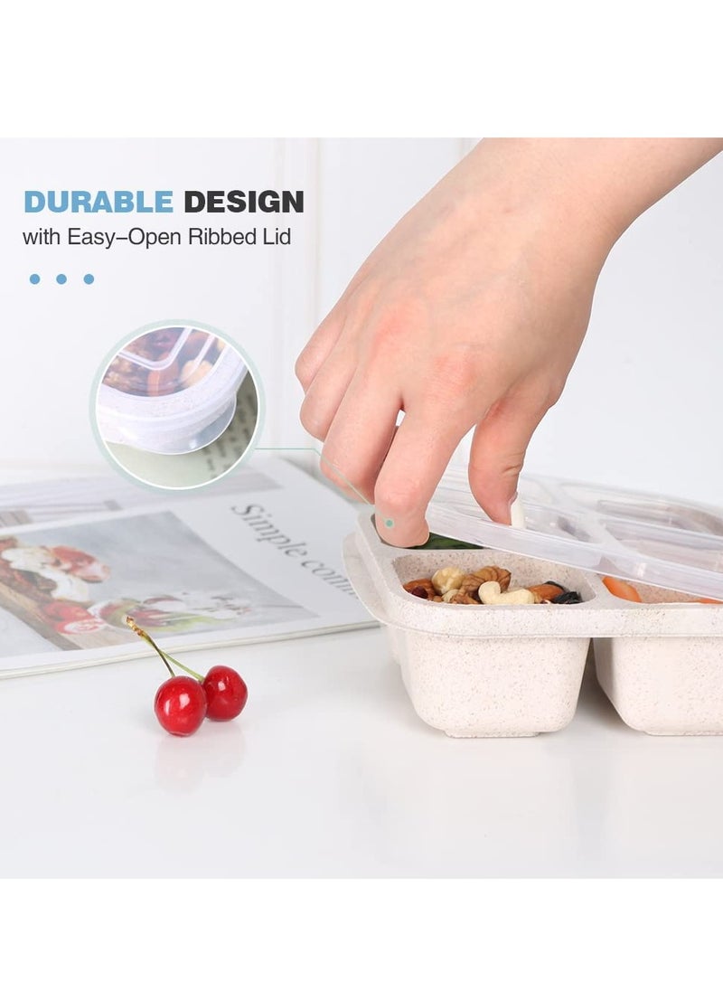MIXDE Reusable 4-Compartment Bento Snack Boxes (4 Pack) - Perfect Food Storage Containers for Kids and Adults, Ideal for School, Compact and Stackable  - Image 5