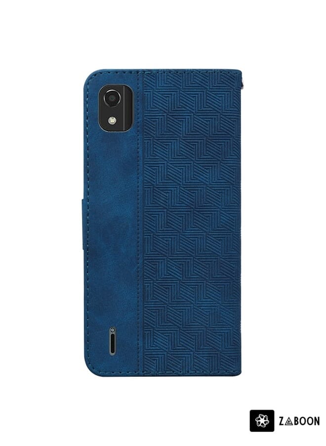 Green Tiger - For Nokia C2 2nd Edition Geometric Embossed Leather Phone Case(Blue) - Image 1