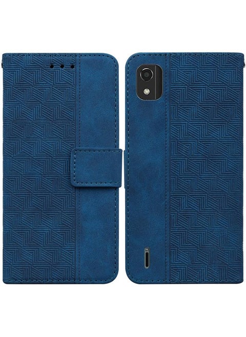 For Nokia C2 2nd Edition Geometric Embossed Leather Phone Case(Blue)