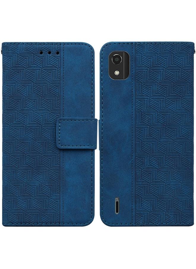 Green Tiger - For Nokia C2 2nd Edition Geometric Embossed Leather Phone Case(Blue) - Image 1