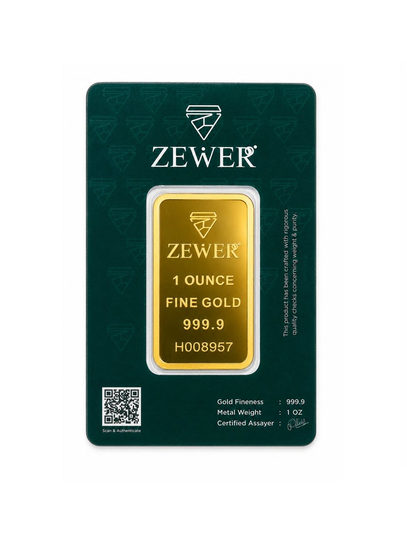 Zewer 1 Ounce (31.1g) 24K 999.9 Fine Gold Bar, Burj Khalifa Design - Image 1
