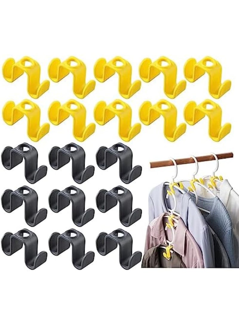 SYOSI Clothes Hanger Connector Hooks, Double-Sided Coat Clothes Hanger Connector Hooks, Space-Saving Hanger for Organizing Clothes, Hanger Extender Clips Yellow/Black 40 Pcs - Image 1