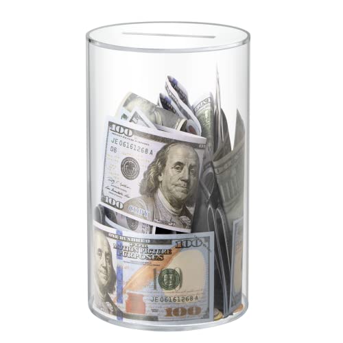 Hicocool Clear Piggy Bank Acrylic Piggy Bank for Adults Must Break to Open Unopenable Money Saving Box for Boys Girls Birthday Gift 10 H x 6 D