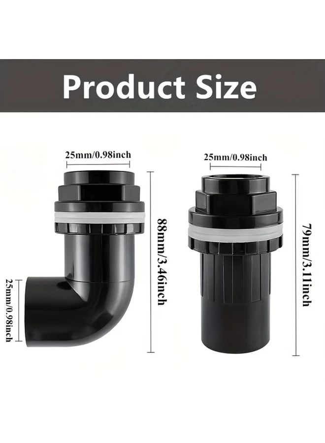 2pcs Aquarium Water Pipe Joint Set 25mm DN20 Straight And Bent Connector - Image 2