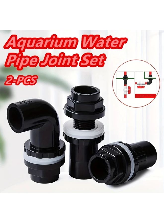 2pcs Aquarium Water Pipe Joint Set 25mm DN20 Straight And Bent Connector - Image 1