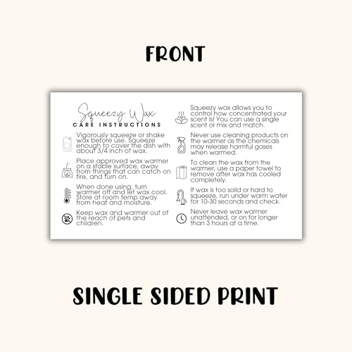 Lashicorn Squeezy Wax Instruction Cards Squeezable Liquid Melt Pouch Pour | 50pk 2x3.5” Minimalist Client Care Directions Long Lasting Scented Warmer - Image 3