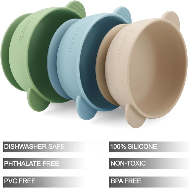PandaEar 3 Pack Baby Bowls with Suction Stay Put Silicone Food Bowl for Babies Kids Toddlers Infants Food Grade Soft Safe BPAFree Silicone MultiColor - Image 4