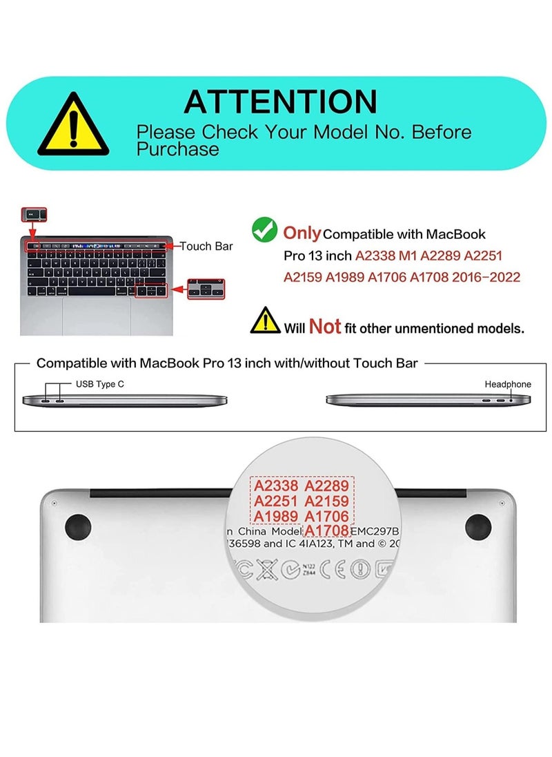 Ntech - Ntech Compatible with MacBook Pro 13 inch Case M2 2022 2021 2020-2016 A2338 M1 A2251 A2289 A2159 A1989 A1708 A1706 Plastic Hard Shell Case Cover and Keyboard Skin Cover and Screen Protector - Image 1