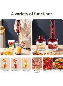 Immersion Hand Blender with Two Speed Adjustable 600 Watt 5-in-1 Titanium Steel Blades Ergonomic handle with Chopper, Whisk, 500ml Mixing Beaker, Detachable Electric Stick Blender Set Red - pzsku/Z2F0C63CB0391D969A672Z/45/_/1738984261/1b185751-de12-41d8-ae56-834f423e4ea1