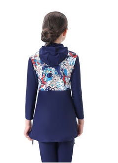 Al Aoyama 2 PCS Girls Modest Hooded Burkini Swimsuit Long Sleeve Rash Guard - Kids Beach Play Swimwear Set, Sun Protection Swimsuits with Pockets for Toddler to Teen  - Image 2