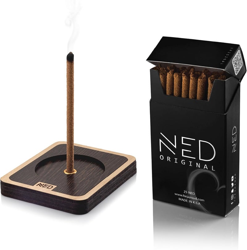 Ned عود العطر الأصلي من Bakt Al Oud مع قاعدة – عودان عطرية فيتنامية طبيعية – 25 عودًا طويل الاحتراق | مدة احتراق تزيد عن 45 دقيقة - Image 1