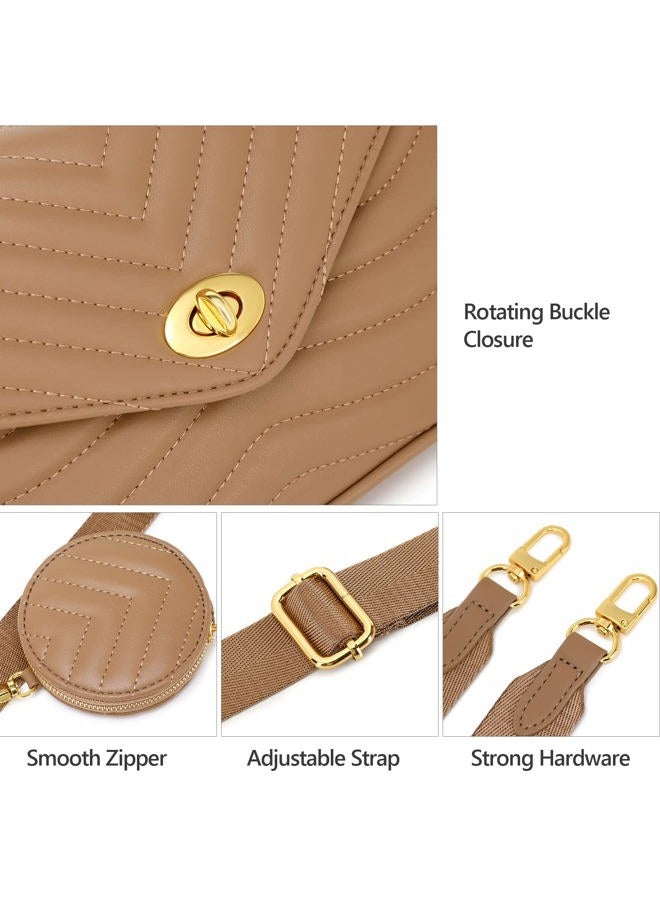 JEEHAN Quilted Crossbody Bags for women Designer Shoulder Handbags Small Purse, A3-brown - Image 5