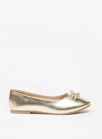 فلورا بيلا من شو إكسبرس Girl's Solid Slip-On Ballerina Shoes with Bow Applique