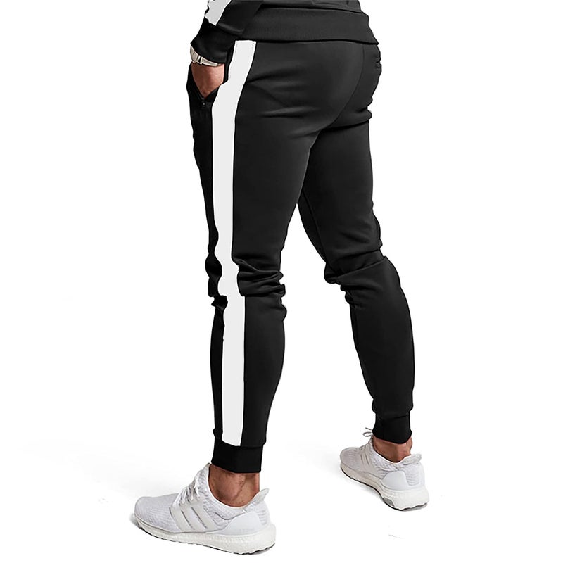 TEZO Men's Casual Active Tracksuits Full Zip Sports Jogging Suits Sets Athletic Running 2 Piece Sweatsuits with Zip Pockets(BKWT L) - Image 3
