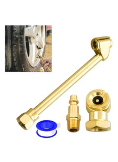 2 Way Connection Heavy Duty Air Chuck Set, 1/4 Inch Female NPT Closed Ball tire Chuck, Dual Head Air Chuck and Standard Male Quick Plug, Tire Air Fill Kit for Tire Inflator Gauge and Air Compressor