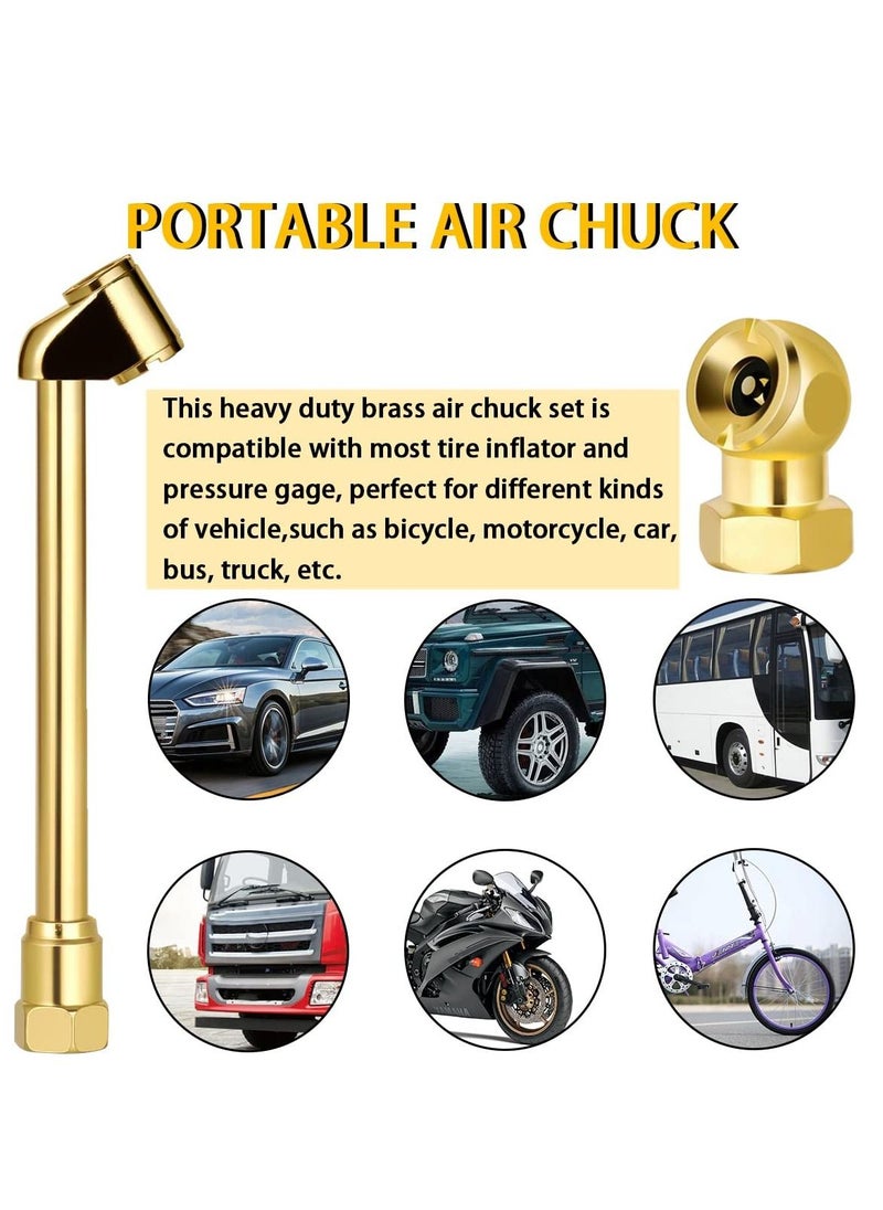 SYOSI - 2 Way Connection Heavy Duty Air Chuck Set, 1/4 Inch Female NPT Closed Ball tire Chuck, Dual Head Air Chuck and Standard Male Quick Plug, Tire Air Fill Kit for Tire Inflator Gauge and Air Compressor - Image 1