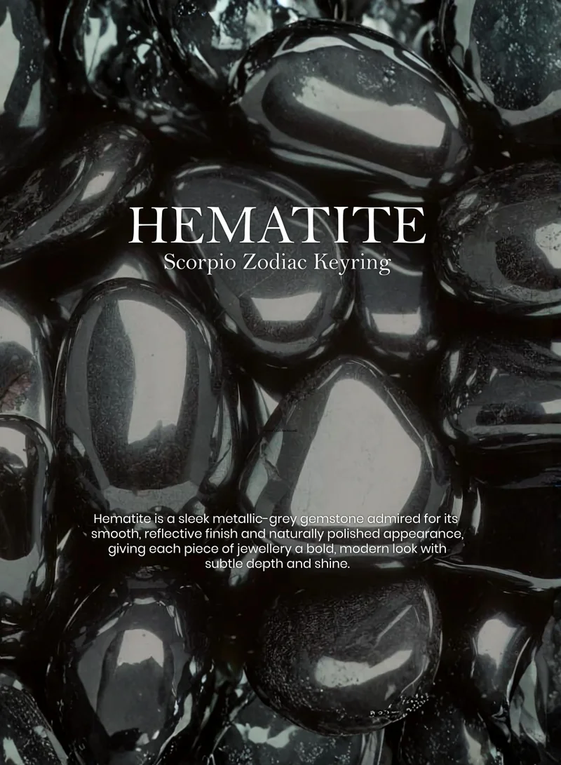 British Fossils ميدالية مفاتيح الأبراج برج العقرب بالهيماتيت