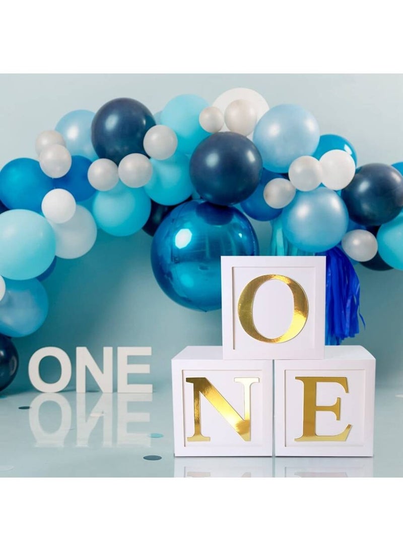 ديكورات عيد الميلاد الأول للأولاد أو البنات، 3 قطع من صناديق البالونات لعيد الميلاد الأول، مكعبات شفافة للأطفال مع حرف واحد لدعامات التصوير، خلفية تحطيم الكعكة - Image 4