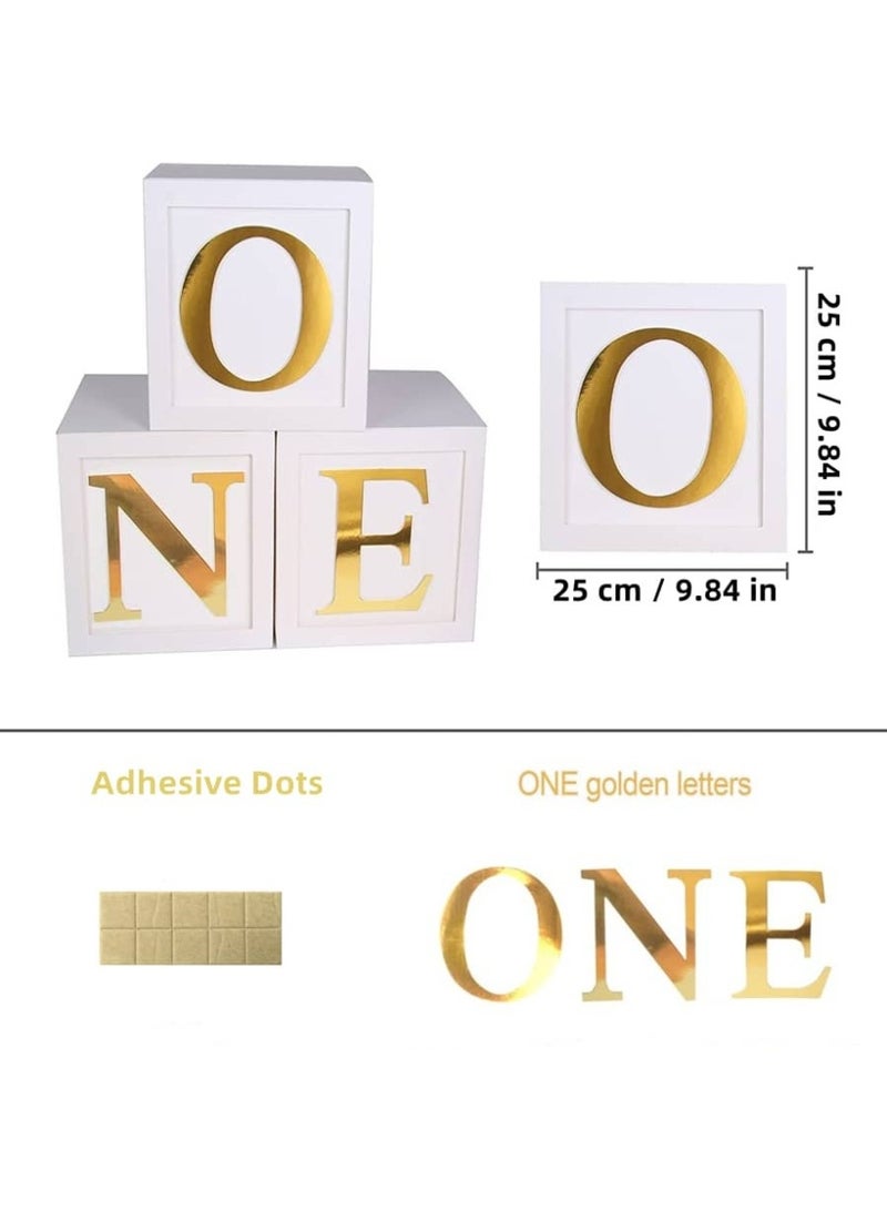 ديكورات عيد الميلاد الأول للأولاد أو البنات، 3 قطع من صناديق البالونات لعيد الميلاد الأول، مكعبات شفافة للأطفال مع حرف واحد لدعامات التصوير، خلفية تحطيم الكعكة - Image 2