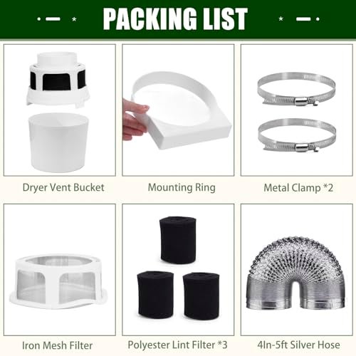 VIWINVELA Upgraded Version - VIWINVELA 3 in 1 Indoor Dryer Vent Kit with Silver Dryer Vent Hose - Dryer Lint Catcher Water Filter Bucket - Dryer Lint Trap for Electric Dryer - Image 3