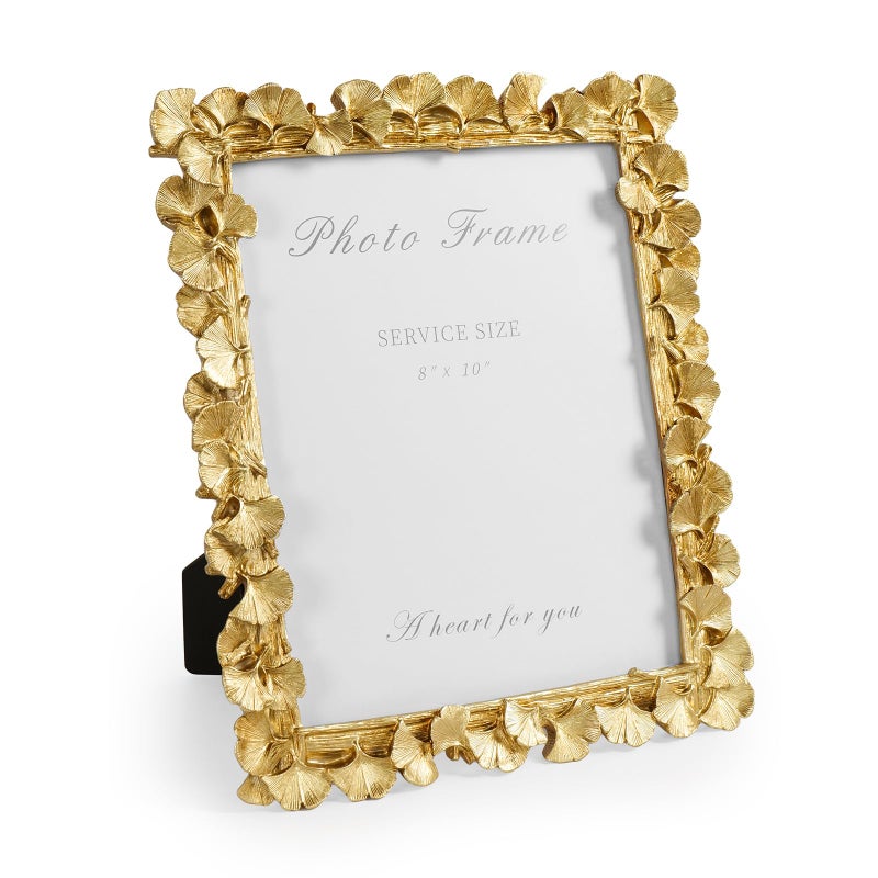 Cuspin Gold 8x10 Picture Frame Vintage Ornate Picture Frames Leaf Textured HandCrafted Resin with Glass Front Antique Photo Frame for Tabletop Display Retro Design Home Decor