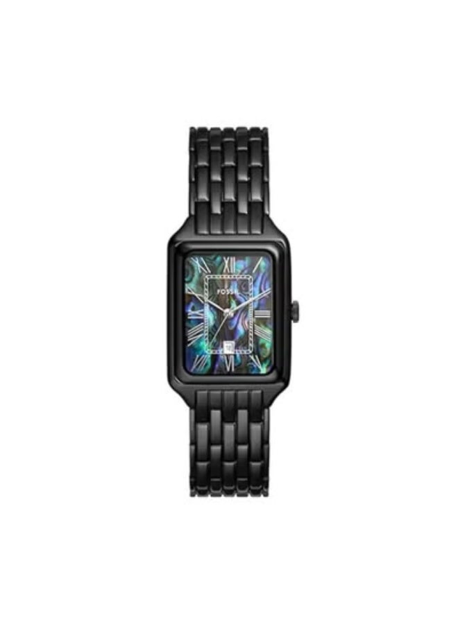 FOSSIL Women Fossil Raquel Watch ES5340 – Black Dial Rectangular Case with Black Stainless Steel Bracelet - Image 1