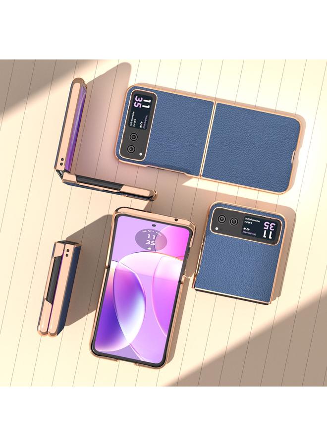 اس-توب جراب لهاتف Motorola Razr 40 مصنوع من جلد أصلي مطلي بالكهرباء النانوية + جراب هاتف من مادة الليتشي PC - Image 3