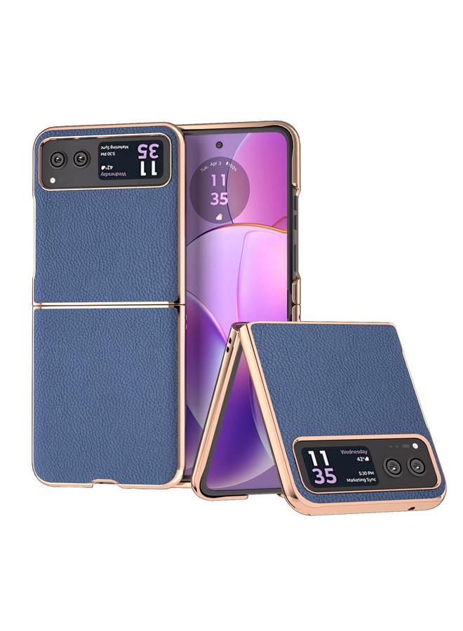 اس-توب جراب لهاتف Motorola Razr 40 مصنوع من جلد أصلي مطلي بالكهرباء النانوية + جراب هاتف من مادة الليتشي PC - Image 1