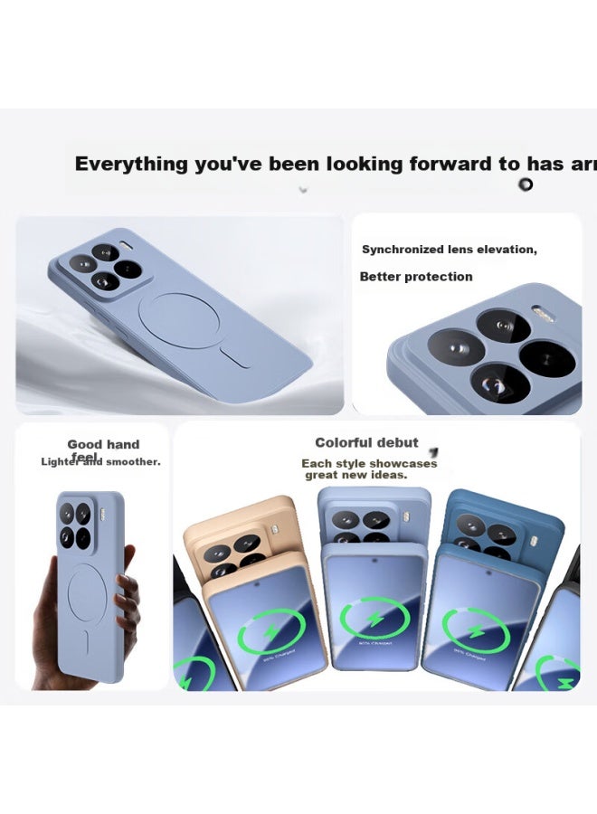 Keklle Skin-friendly Magnetic Adsorption Phone Case For Xiaomi 15 Pro, Xiaomi 15 Pro Protective Cover, Skin-friendly Liquid Silicone Magnetic Adsorption Lens Full Coverage Soft Shell Protective Case,