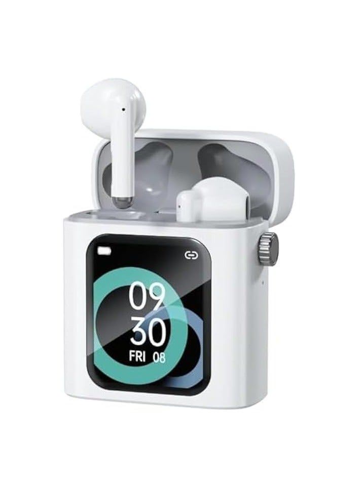 بروماس سماعة بلوتوث متعددة الوظائف مع شاشة لمس ذكية، بلوتوث 5.4 ابيض، قطعة واحدة - Image 1