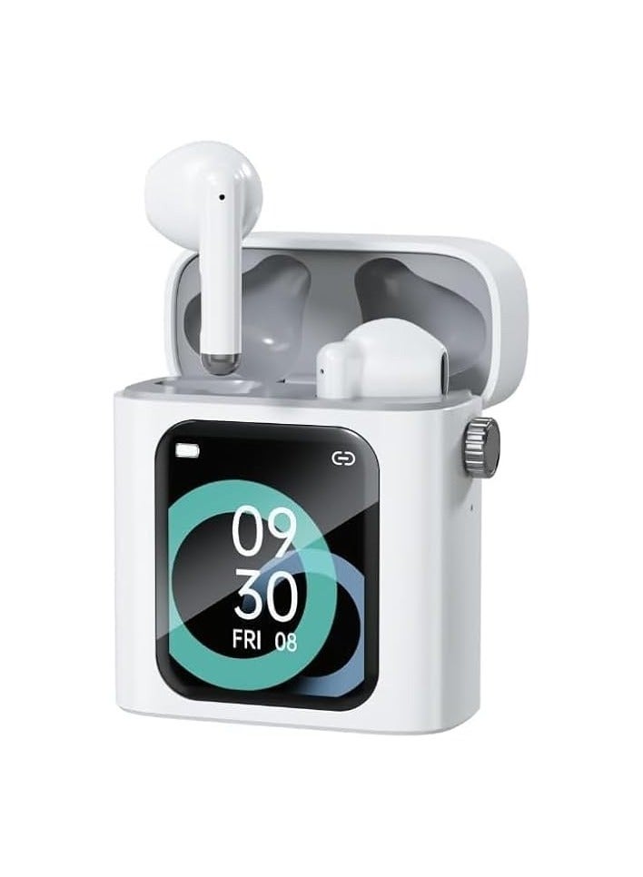 بروماس سماعة بلوتوث متعددة الوظائف مع شاشة لمس ذكية، بلوتوث 5.4 ابيض، قطعة واحدة - Image 2
