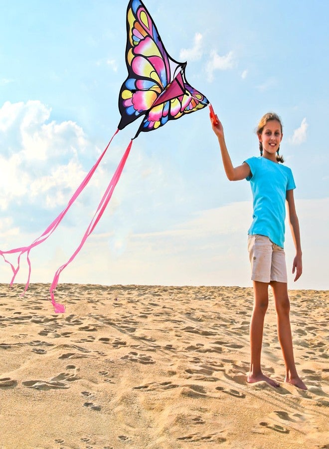 Simxkai Butterfly Kite for Kids & Adults, Easy to Fly Big Kite for Beginners, 300ft Line Handle Included, The Easiest Flying Beach Kites for Outdoor Activities & Family Trip - Image 4