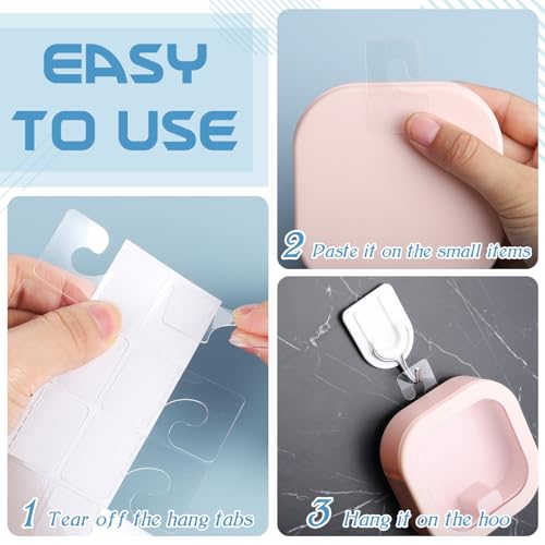 Prudiut 300 Pack Hang Tabs Hook Hang Tags Adhesive Hanging Tabs Heavy Duty Sticky Tabs Hang Hooks for Retail Displays in Business Shops(1.1 * 1.7 Inch) - Image 3