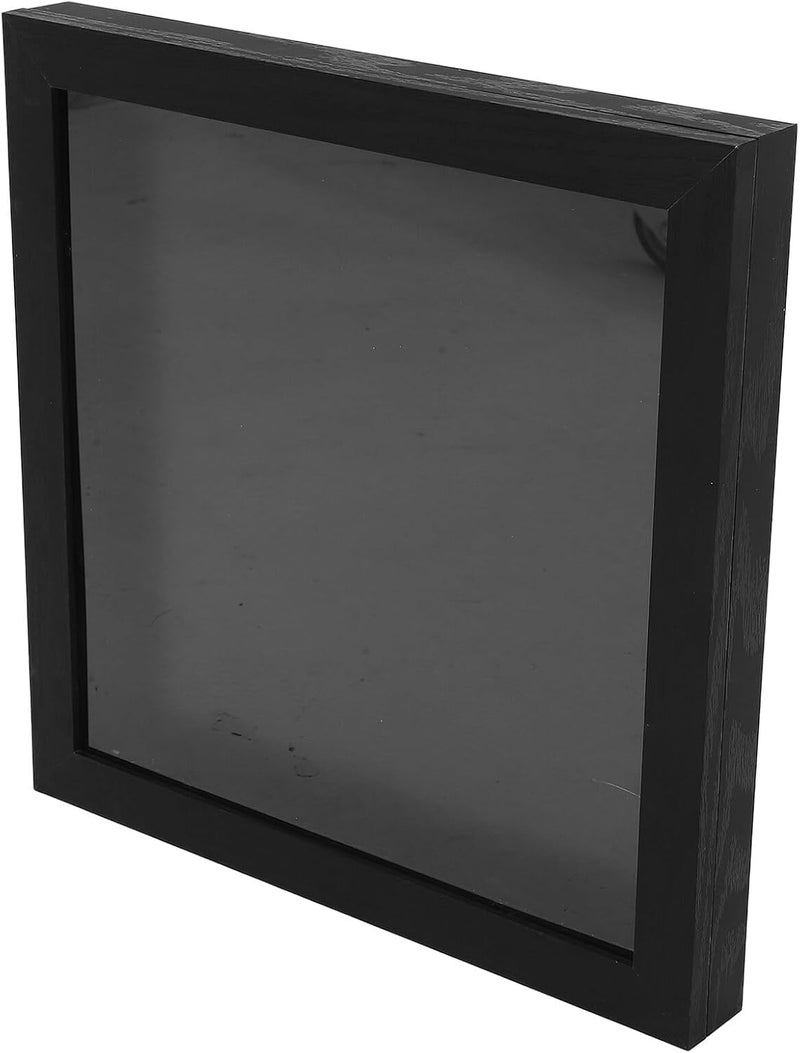 صندوق عرض قمصان الرياضة مقاس 13" × 13"، مصنوع من الخشب الأسود، مزود بصندوق ظلال لحفظ التذكارات الخاصة بكرة القدم وكرة السلة، مع مثبت للتعليق على الجدار، مناسب للمجمعين. - Image 1