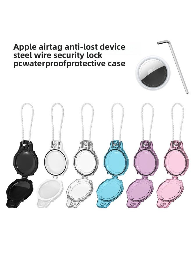 Generic - Suitable For Apple Airtag Anti-lost Device Steel Wire Safety Lock Waterproof Protective Shell PC Anti-fall Shell Storage Box-Color:Transparent Pink-Applicable Model:Q73 - Image 1