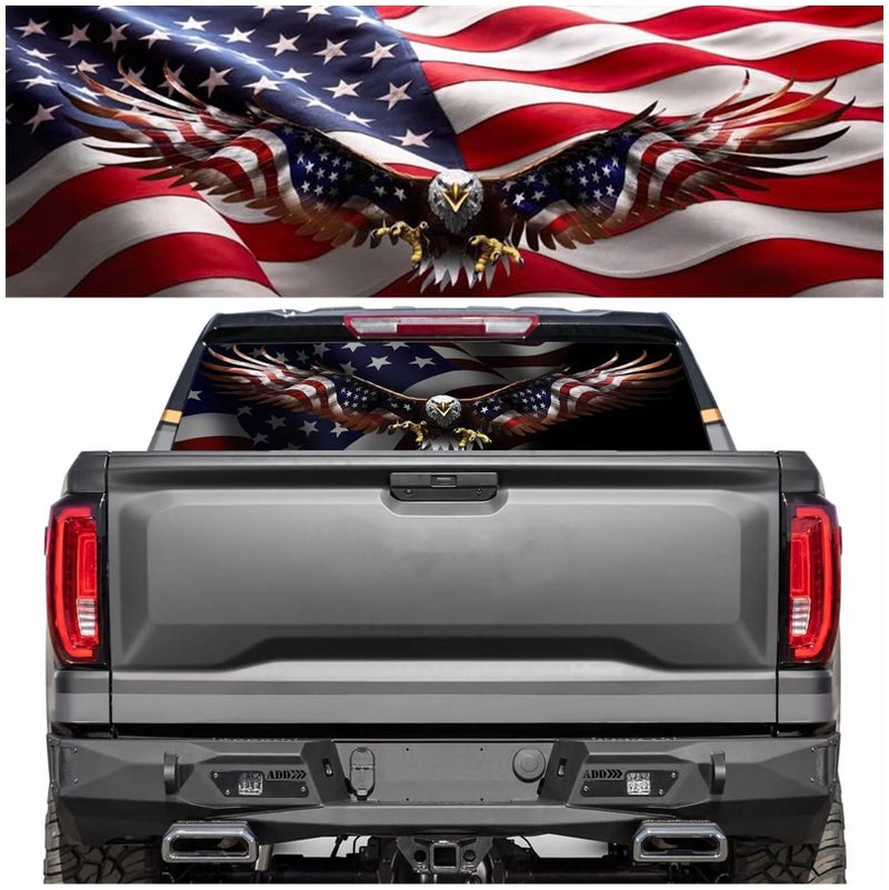 Tobethay Rear Window Decals for Trucks - 65x17.3 in Back Window Decals Fit Most Pickup Trucks SUV, Vinyl American Flag Back Window Decal Truck Rear Window Graphics for Personalized Decoration - Image 1