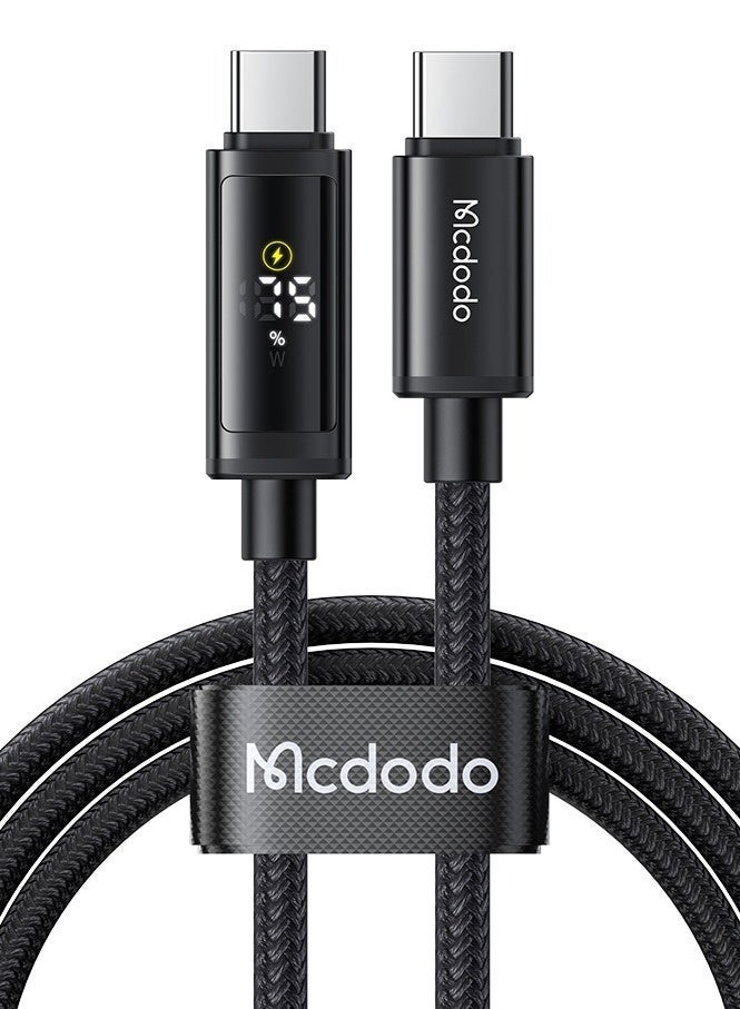 Mcdodo Dual LED Display USB-C to USB-C Cable 100W 1.2m – Fast Charging PD Type-C Data Sync Cable for Android Phones, Samsung Galaxy, Tablets, Laptops – Black - Image 1