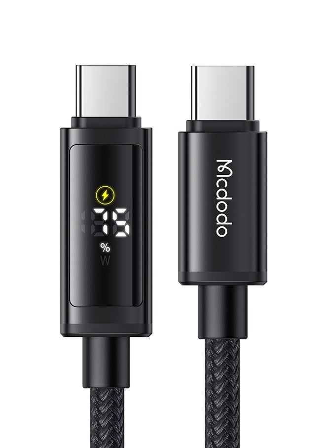 Mcdodo Dual LED Display USB-C to USB-C Cable 100W 1.2m – Fast Charging PD Type-C Data Sync Cable for Android Phones, Samsung Galaxy, Tablets, Laptops – Black - Image 2