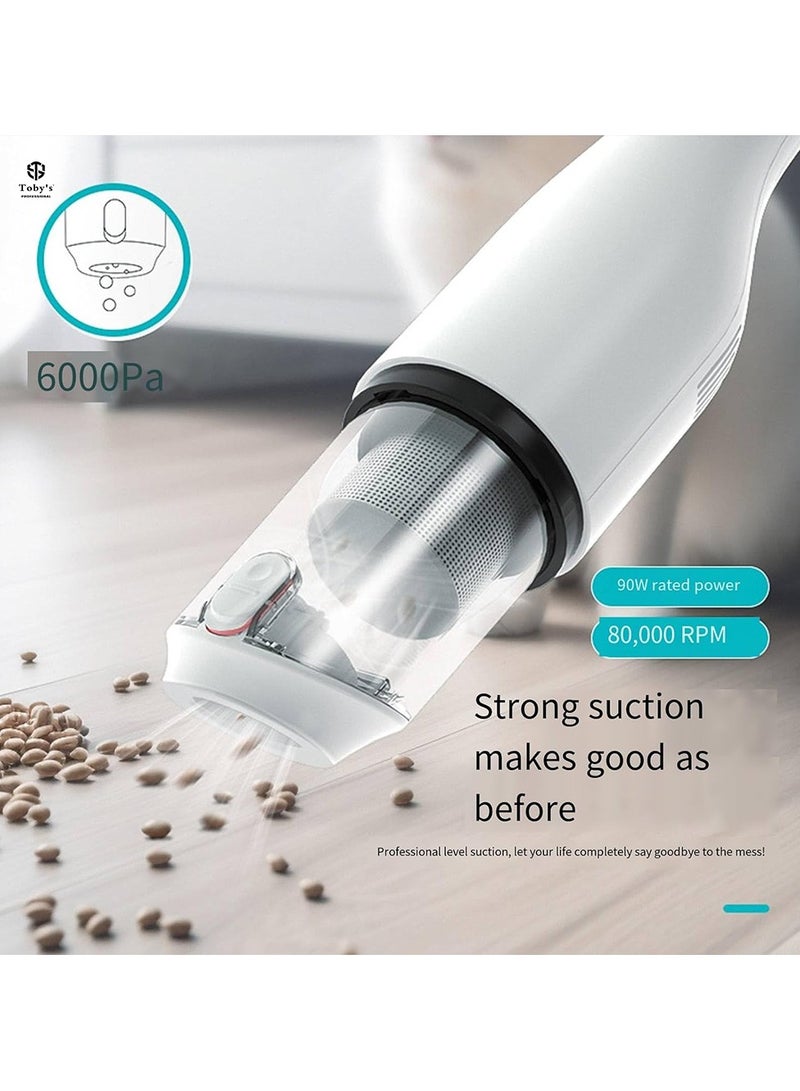 توبيز مكنسة كهربائية لاسلكية صغيرة محمولة للسيارة من توبي VC_03، 6000 باسكال مع سعة بطارية 7800 مكنسة كهربائية محمولة باليد، مكنسة كهربائية محمولة للتنظيف السريع، مكنسة كهربائية لاسلكية قابلة لإعادة الشحن، للسيارة والمنزل والمكتب - Image 3