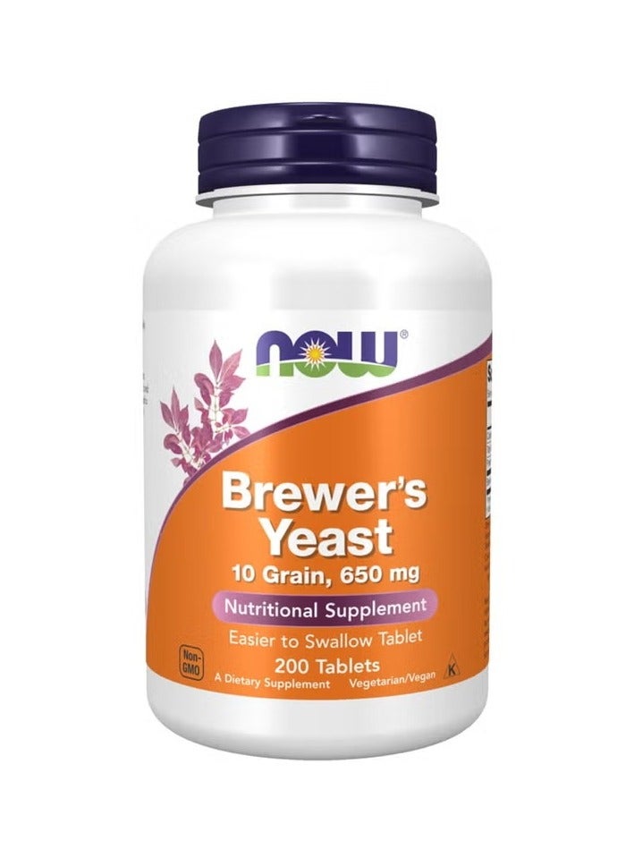 Now Brewer's Yeast 650mg Nutritional Supplement Tablets For Healthy Digestion, Pack of 200's - Image 1
