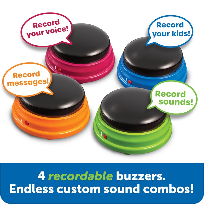 Learning Resources Recordable Answer Buzzers - Classroom Must Haves Supplies, Kids Toys, Sound Effect Button, Family Game Shows For Trivia, Participation Tools Boys and Girls Birthday Gifts - Image 2