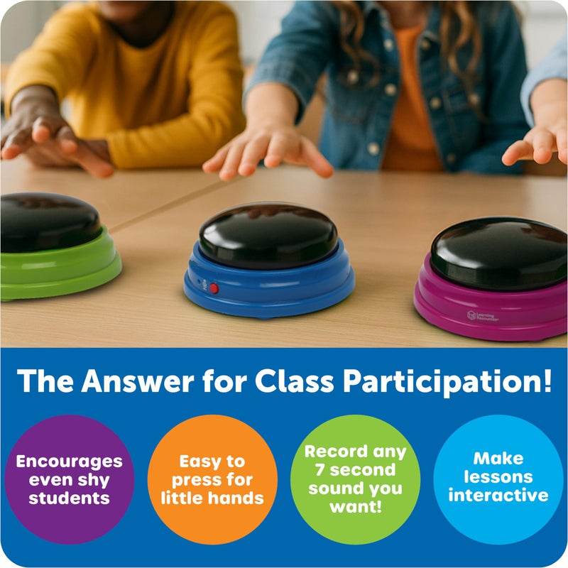 Learning Resources Recordable Answer Buzzers - Classroom Must Haves Supplies, Kids Toys, Sound Effect Button, Family Game Shows For Trivia, Participation Tools Boys and Girls Birthday Gifts - Image 5