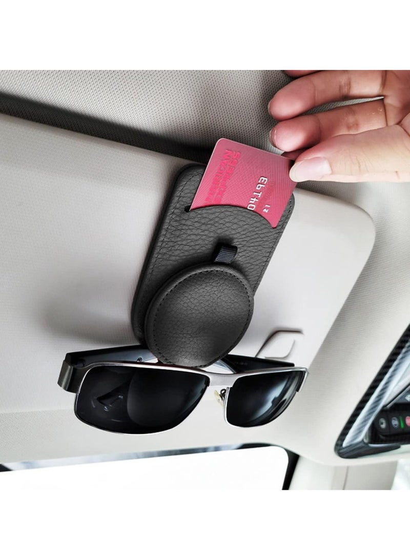 Loquat Car Sun Visor Leather Sunglass Clip, Black Eyeglasses Holder - Image 5