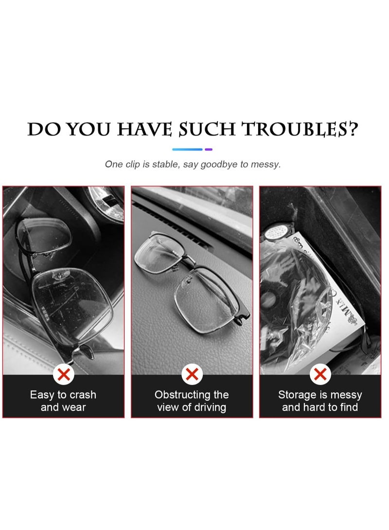 Loquat Car Sun Visor Leather Sunglass Clip, Black Eyeglasses Holder - Image 3