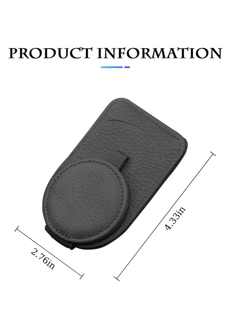 Loquat Car Sun Visor Leather Sunglass Clip, Black Eyeglasses Holder - Image 2